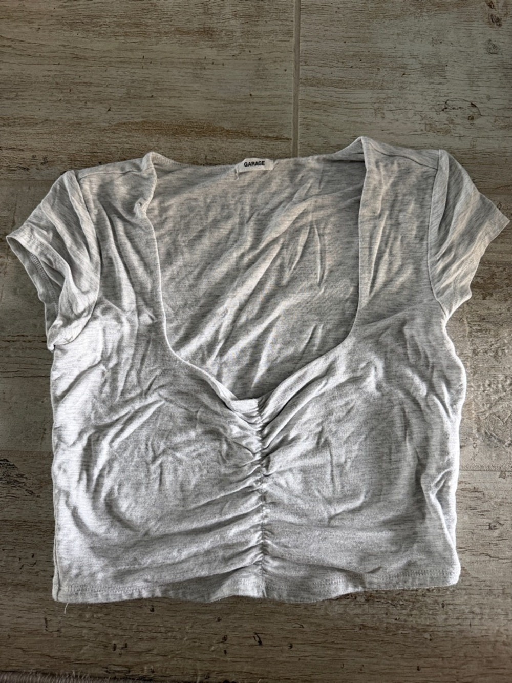 Garage Light Gray Ruched Scoop Crop Top